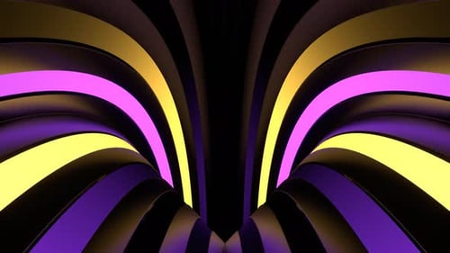 Circle Moving Purple And Yellow Neon Lines Background Vj Loop In 4K