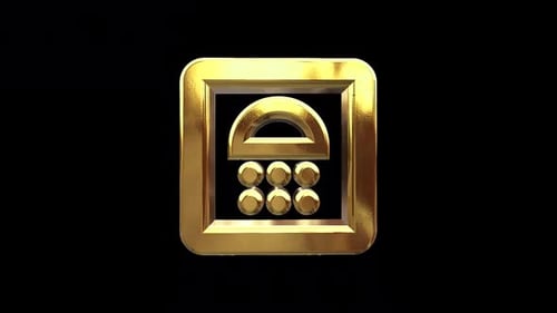 3D Golden Safe Icon Spinning on Black Background