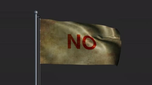 Grunge Style Flag with 'NO' Text Waving