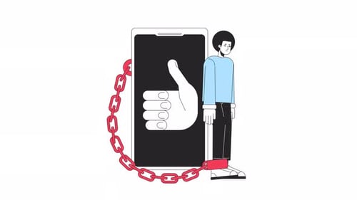 Animação de estar acorrentado ao telefone