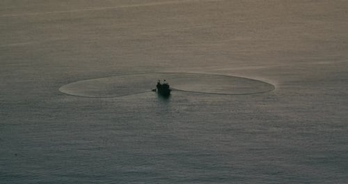 View of a Fishing Boat Sailing in the Atlantic Ocean Fishing Boat in the Open Sea on a Beautiful Day