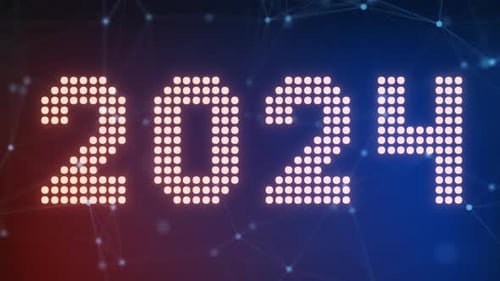 Futuristic 2024 New Year Digital Display Animation