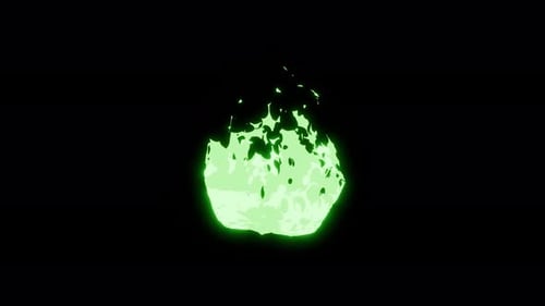 Stylized Cartoon Anime Green Fire Effect
