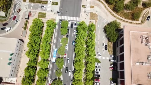Downtown Westwood Near UCLA University in Los Angeles, California with Aerial View on a Warm Summer