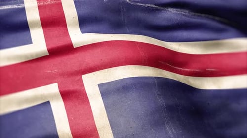 Waving Icelandic Flag with Grunge Texture