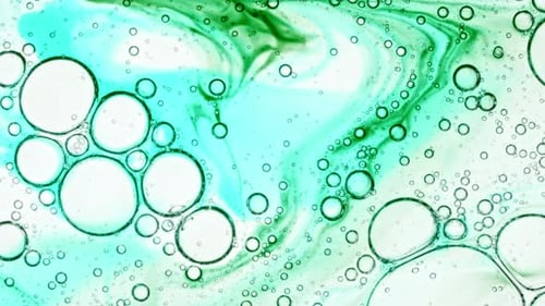 Abstract Bubbles on Blue and Green Marbled Background