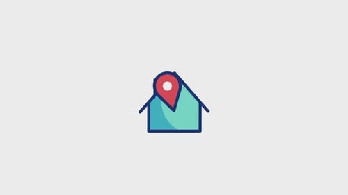 Flat Design House Location Pin Icon Animation