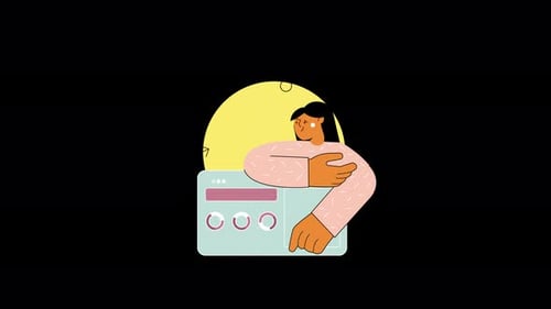 Flat Design Illustrated Person Interacting with Data Interface