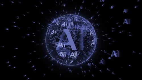 Futuristic AI Technology Digital Global Network Animation