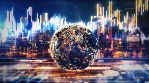 Análisis de datos bursátiles que muestra la visualización del comercio internacional y las finanzas