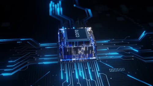 Concepto de CPU central que visualiza la digitalización y el procesamiento