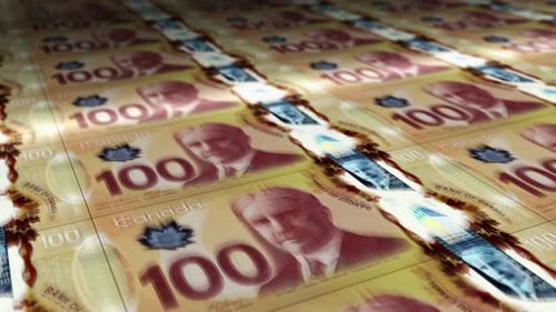 Canada Dollar money sheet printing seamless loop