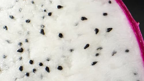 Macro video of a half dragon fruit