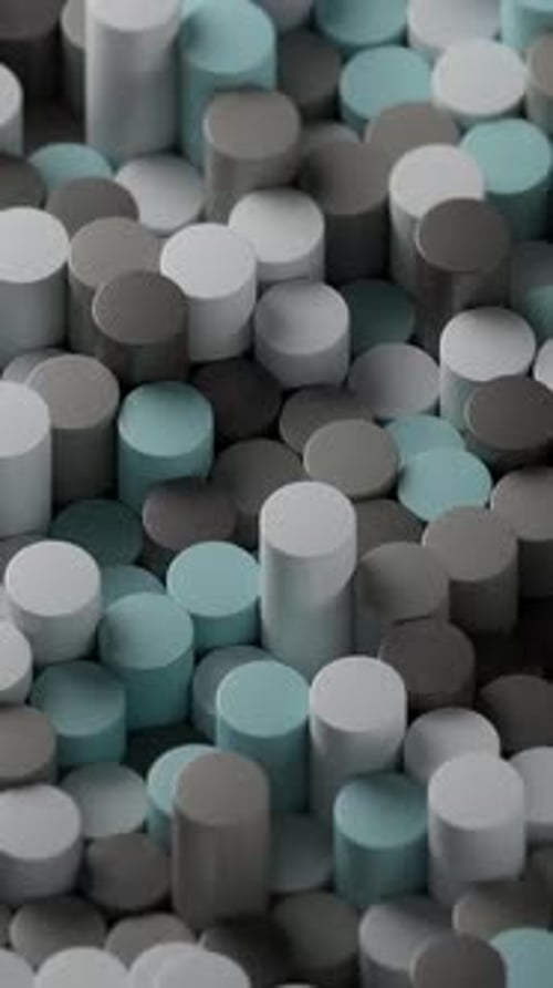 Abstract Geometric Cylinders Waving Up and Down Vertical Animation