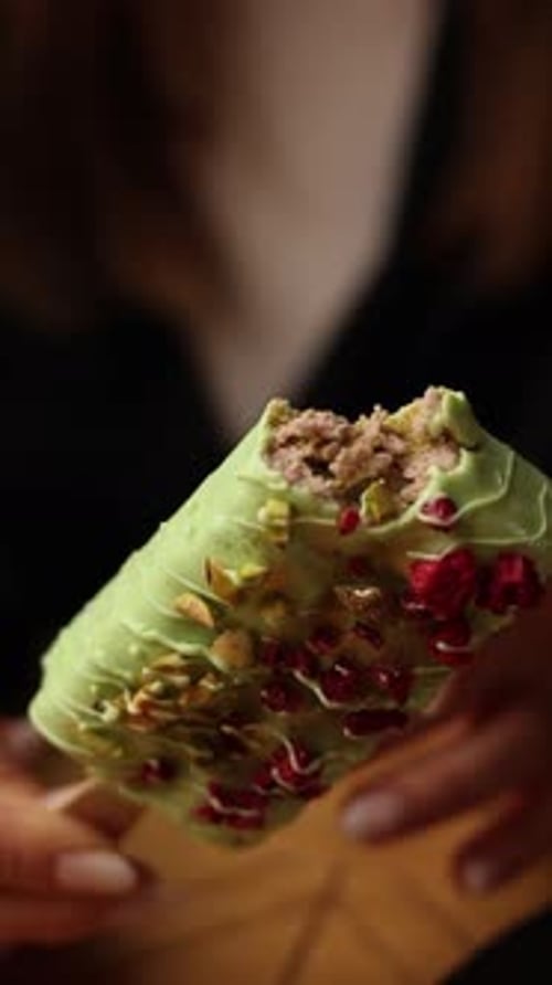 Delicious dessert in the restaurant. Ice cream