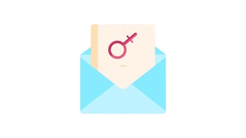 Flat Design Envelope Opening to Reveal Female Love Message