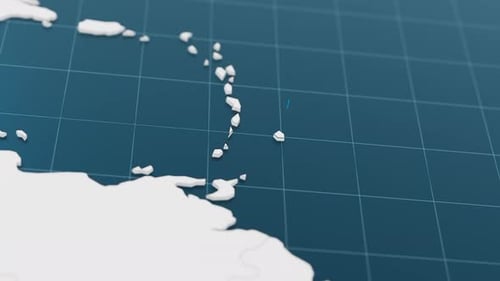 Blue Barbados 3d Map with Pointer Pin Surrounded with Other Countries in White Political Map with