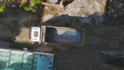 Drone View Heavy Equipment on Construction Site
