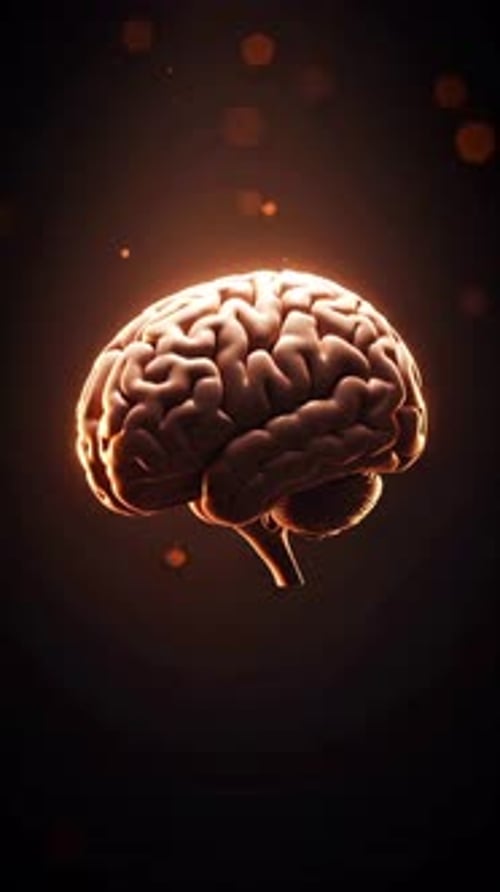 Animated Glowing Human Brain 3D Render Vertical Loop