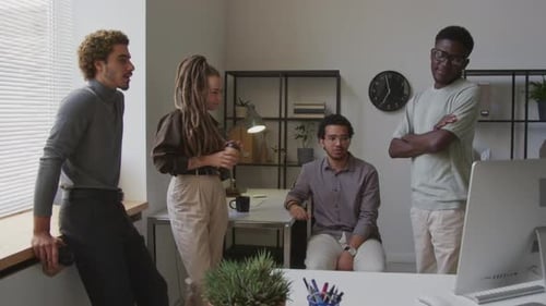 Multiethnic Colleagues Brainstorming in Office