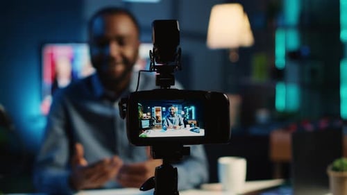 Adult Recording Video at Home Studio