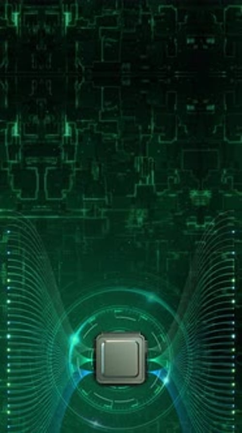 Futuristische Prozessorchip-Schnittstelle HUD Fortschrittliche holographische Mikrochip-Prozessor-Schnittstellenelemente