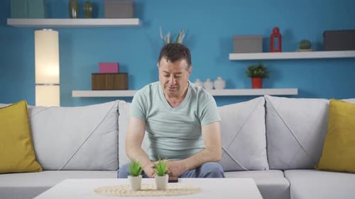 Sad man is crying.