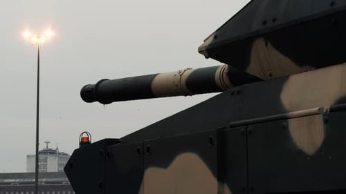 Leopard 2 Main Battle Tank Gun Close-Up in Budapest, Hungary