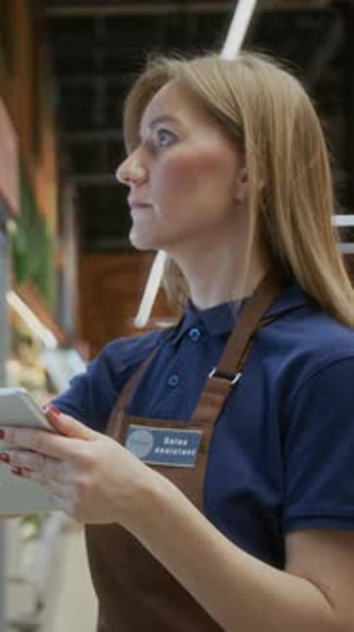 Female Store Worker Doing Stock Review