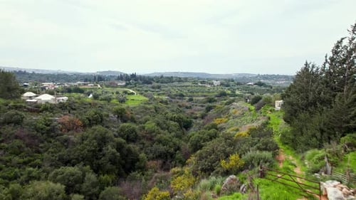 Drone shot of a canyon in the ecological community settlement Klil