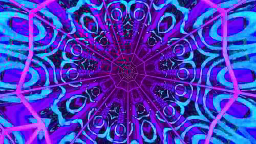 Vibrant Geometric Abstract Kaleidoscope Tunnel Animation