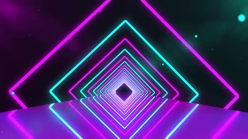 Futuristic Neon Tunnel with Purple Lights with Particles