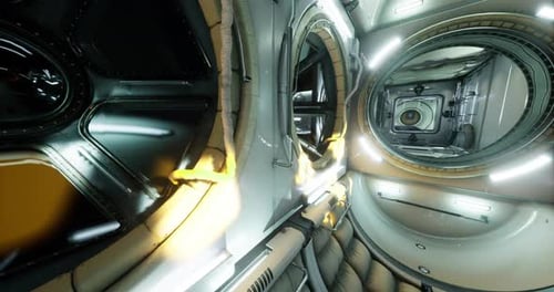Habitat spatial futuriste doté d'un design intérieur avancé