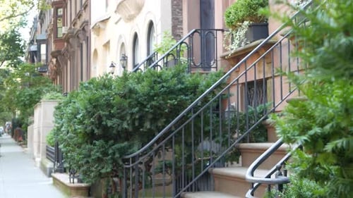 New York City Townhouse Building Brooklyn Heights Residential Brownstone House Architecture in USA