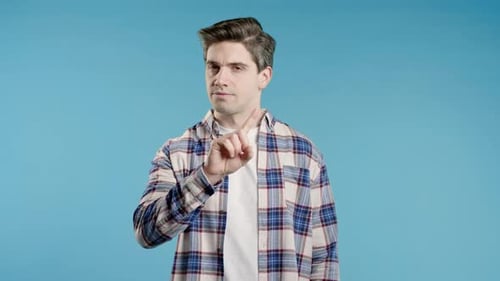 Serious Adult 30s Man Showing Rejecting Gesture By Stop Finger signDont Play Me