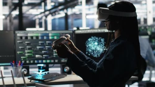 Data Center Engineer Using Virtual Reality Technology and Node Tree Software