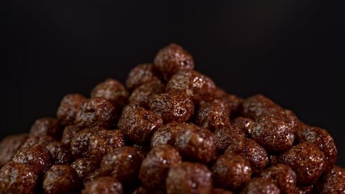 Pile of Chocolate Cereal Balls Close Up