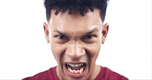 Close Up of Angry Young Adult Yelling