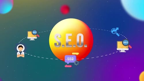 Icônes S.E.O. Avec animation 3D de style orbital