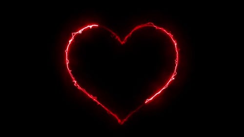 Electric Red Heart Neon Outline Loop