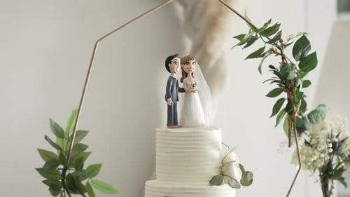 Elegant Wedding Cake Decoration Close Up