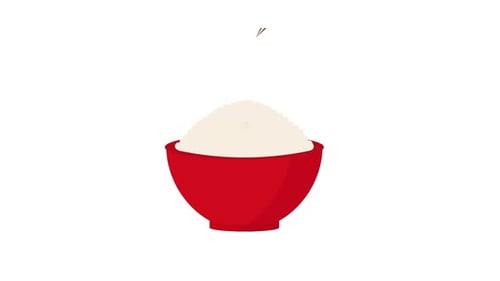 Animated Flat Design Bowl of Rice with Chopsticks