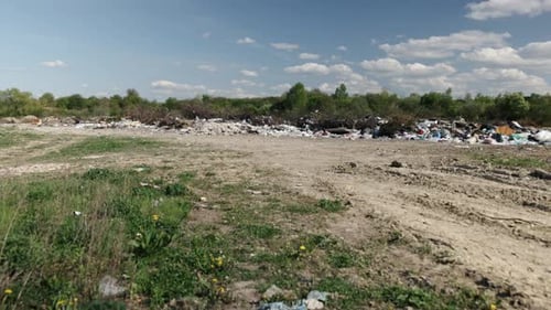 Landfill Polluting Rural Landscape with Garbage and Trash