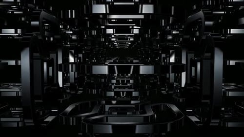 Seamless Loop of Dark Futuristic Abstract Geometric Tunnel