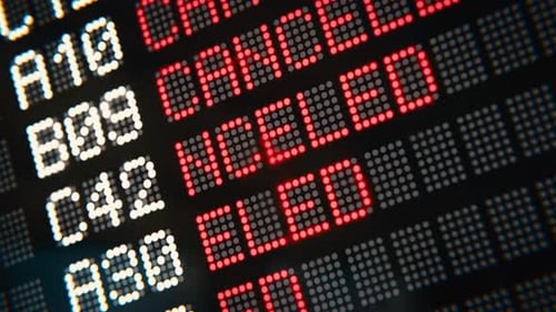 Airport Board Shows Canceled Flights