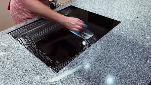 Cleaning a kitchen countertop