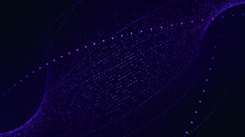 Geschobene Cyberspace-Animation einer verdrehten abstrakten Form aus bewegten Partikeln