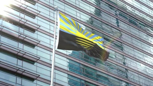 Realistic Waving Flag Animation on Modern Building for Brand Display