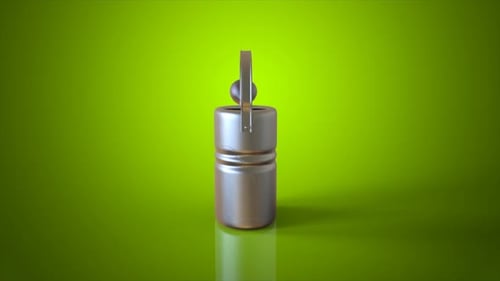 3D Rotating Metal Watering Can on Green Background