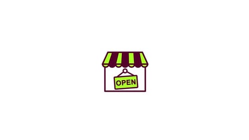 Animated Open Shop Sign Flat Design Icon